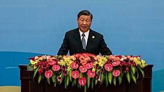 Chinese President Xi Jinping delivers a speech during the Belt and Road Forum at the Great Hall of the People in Beijing on Wednesday.