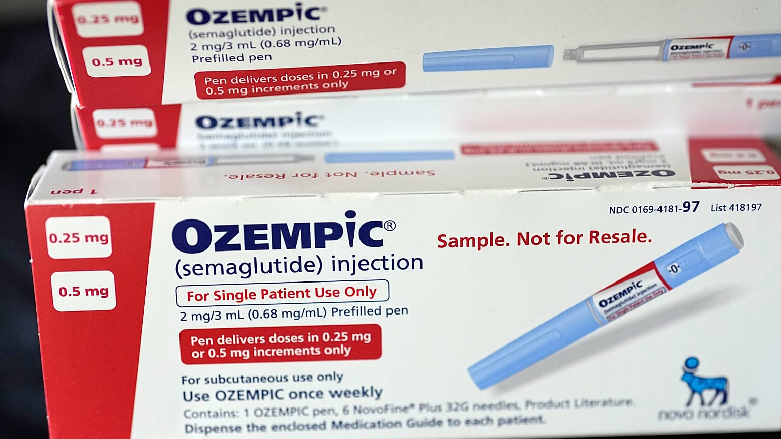 The injectable drug Ozempic is shown.