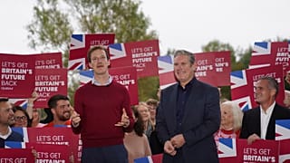 Newly elected Labour MP Alistair Strathern, left, stands with Labour Party leader Sir Keir Starmer at the Forest Centre after winning the Mid Bedfordshire by-election