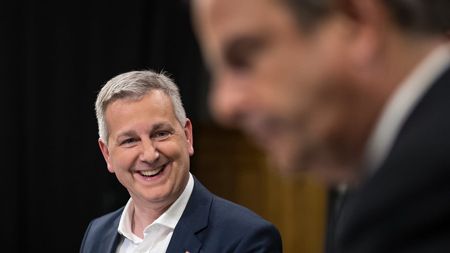 Il leader dell'Unione democratica di centro Marco Chiesa dopo la pubblicazione dei primi risultati