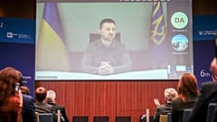 Selenskyj per Video beim Kollegium der EU-Kommissare.