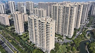 This aerial photo taken on October 18, 2023 shows buildings of China's developer Country Garden Holdings in Suqian, in China's eastern Jiangsu province.