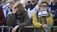 Teilnehmer einer Pro-Israel-Kundgebung nach den Angriffen der Hamas