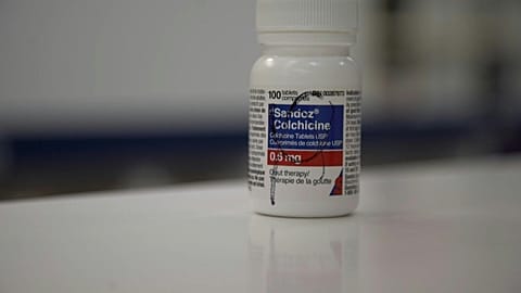 A container of colchicine tablets