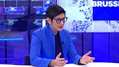Tirana Hassan, directora ejecutiva de Human Rights Watch, en el estudio de Euronews en Bruselas el 25 de octubre de 2023.