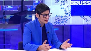 Tirana Hassan, Executive Director of Human Rights Watch, at the Euronews studio in Brussels on October 25, 2023.