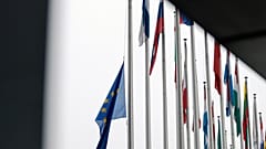 European Union and its members flags at the European Parliament in Strasbourg, eastern France.