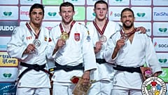 Медалисты категории -90 кг, золото у серба Неманьи Майдова.