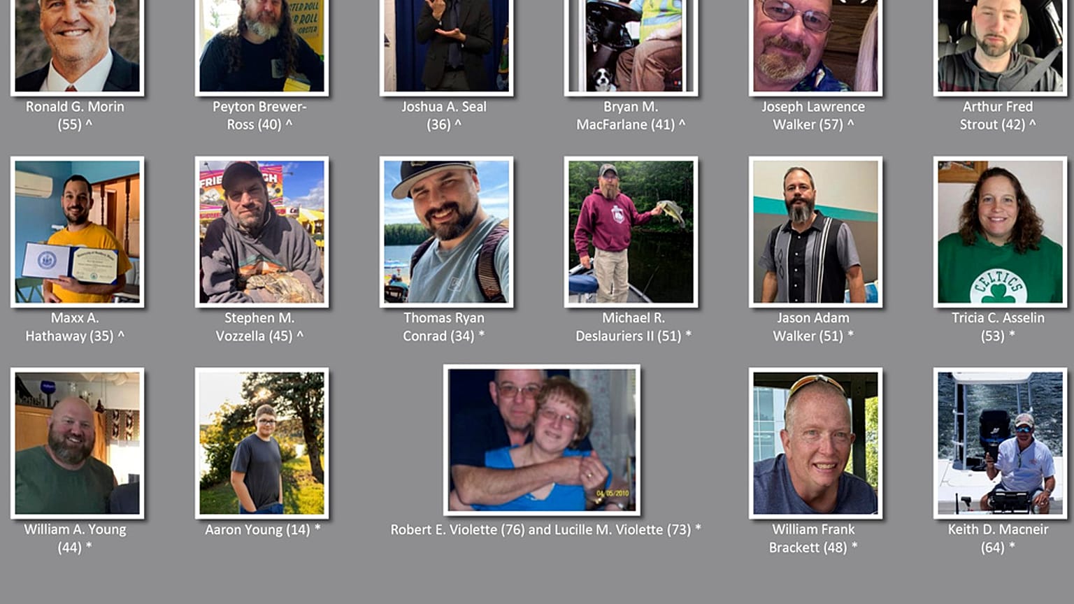This poster provided by the Maine Department of Public Safety shows victims of the Maine Shooting., October, 2023