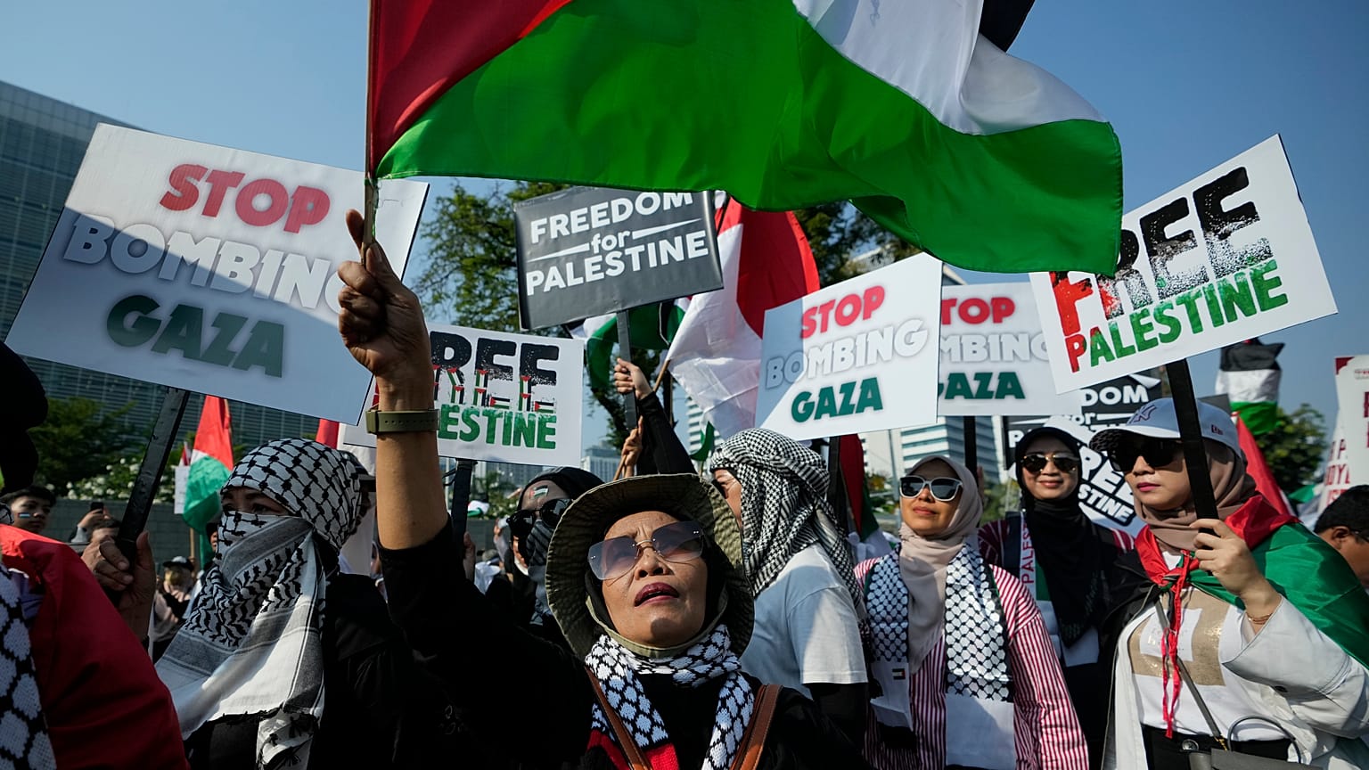 مظاهرة مؤيدة لفلسطين في العاصمة الإندونيسية جاكارتا. 2023/10/28