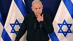 رئيس الوزراء الإسرائيلي بنيامين نتنياهو خلال مؤتمر صحفي في تل أبيب. 2023/10/28
