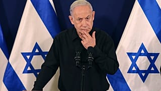 رئيس الوزراء الإسرائيلي بنيامين نتنياهو خلال مؤتمر صحفي في تل أبيب. 2023/10/28