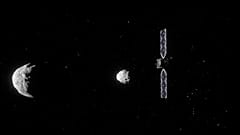 Image shows a concept render of ESA's HERA spacecraft which will return to the asteroid, 'Dimorphus', as a follow-up to NASA's DART mission.