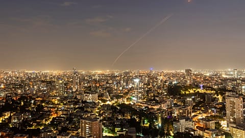 Israeli Iron Dome air defense system fires to intercept a rocket fired from the Gaza Strip, in central Israel, Monday, Oct. 30, 2023.