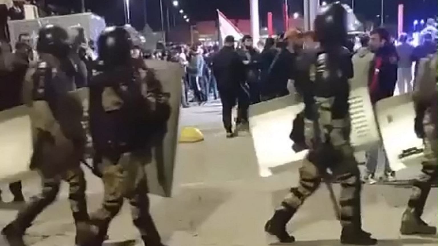 Law enforcement at Makhachkala airport during the riot.  