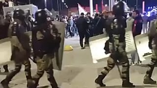 Law enforcement at Makhachkala airport during the riot.  