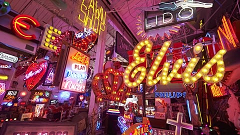 An array of neon lights and signs are displayed inside God's Own Junkyard in Walthamstow, east London on July 8, 2017.