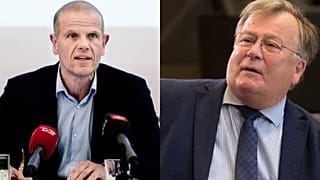 Eski Danimarka istihbarat servisi başkanı Lars Findsen (sol), eski Danimarka Savunma Bakanı Claus Hjort Frederiksen