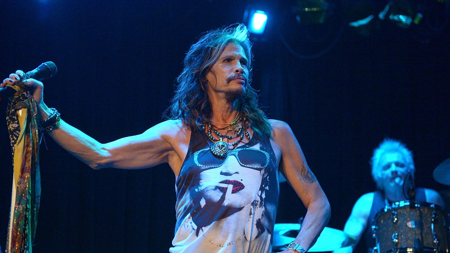 Steven Tyler of Aerosmith performs at the Whisky A Go Go on Tuesday, April 8, 2014, in Los Angeles. 