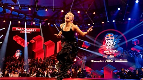 Waackxxxy of South Korea competes at the Red Bull Dance Your Style World Final in Festhalle in Frankfurt, Germany on November 4, 2023