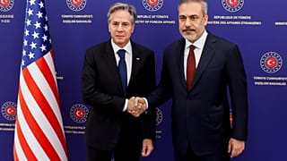 Antony Blinken con su homólogo turco en Ankara. 