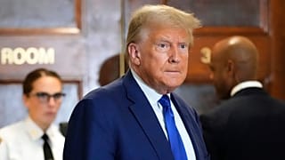 FILE - Former President Donald Trump speaks during a break in his civil business fraud trial at New York Supreme Court, Oct. 25, 2023, in New York.