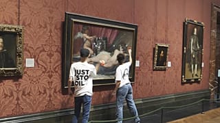 A Just Stop Oil akciója a londoni National Portrait Gallery-ben