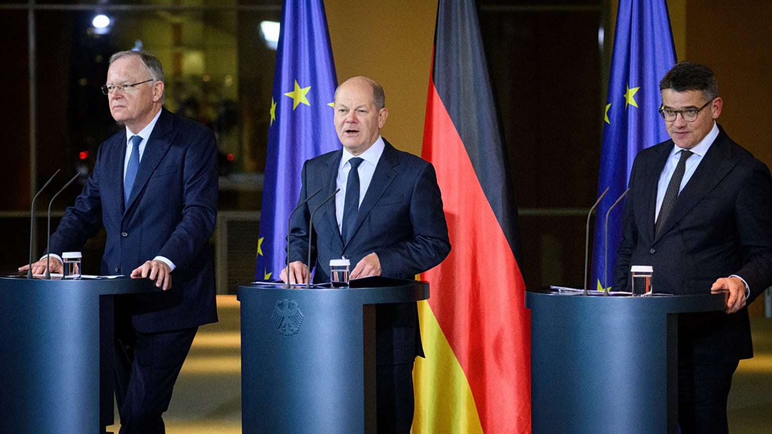 Stephan Weil, Olaf Scholz und Boris Rhein