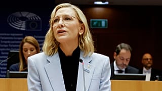 Cate Blanchett discursou no Parlamento Europeu na tarde de quarta-feira, proferindo o discurso de abertura da sessão plenária.