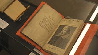 A copy of the folio on display in London on November 8th, 2023, 400 years after it was first published