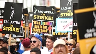 Picketers participate in a rally outside Paramount Pictures Studio on Wednesday, Sept. 13, 2023, in Los Angeles. 