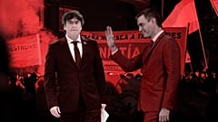 Acting prime minister Pedro Sánchez and Catalan independence leader Carles Puigdemont.