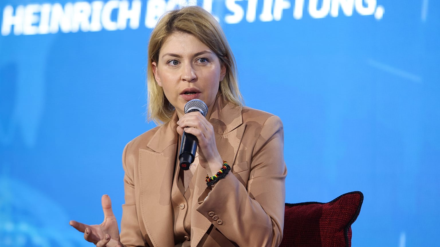 Ukrainian Deputy Prime Minister for European & Euro-Atlantic Integration Olha Stefanishyna participates in a discussion at the Warsaw Security Forum, Tuesday, Oct. 4, 2022.
