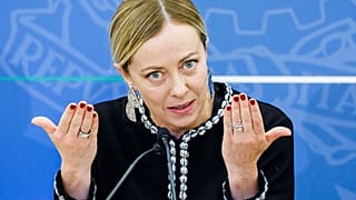 Italy's Premier Giorgia Meloni meets the media following a cabinet meeting in Rome Friday, Nov. 3, 2023.