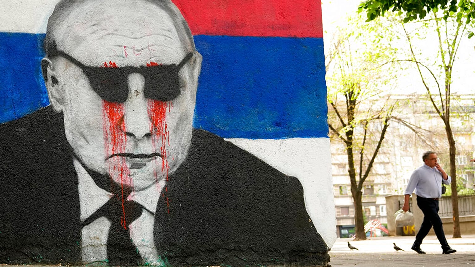 Антипутинский мурал в Белграде, Сербия, 7 мая 2022 года.