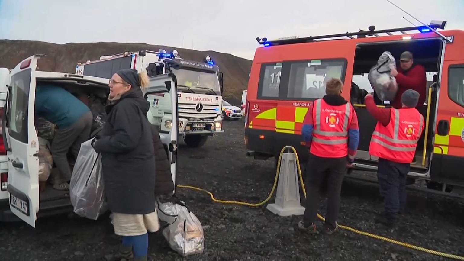 Residents are evacuated from Grindavik, amid fears a volcano near the Icelandic town could erupt, Nov 12, 2023