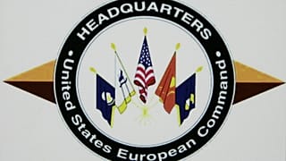 FILE - The logo of the headquarters of the US European Command (US EUCOM) is seen in the Patch Barracks in Stuttgart, southwestern Germany, Dec. 4, 2006.