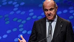 European Central Bank (ECB) Vice-President Luis de Guindos gives a press conference after an informal ECOFIN meeting in Lisbon on May 22, 2021.