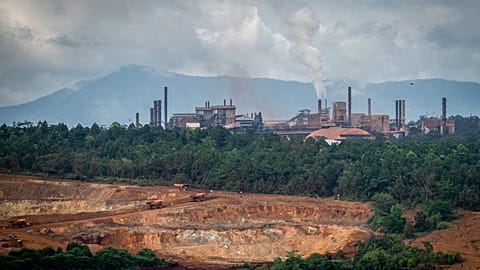 A general view shows a nickel mine operated by nickel mining company Vale Indonesia in Sorowako on July 28, 2023.