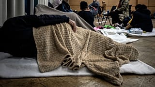 Members of the "Collective for solidarity between homeless women" occupy the cultural centre of the association life as a shelter in Villeurbanne, France, 9 Nov 2023
