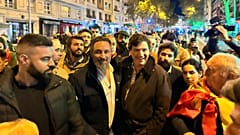The journalist Tucker Carlson and Santiago Abascal, leader of Spain’s far-right Vox party