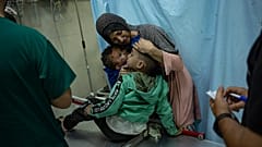 Palestinians wounded in Israeli bombardment of the Gaza Strip are brought to a hospital in Khan Younis, Wednesday, Nov. 15, 2023.