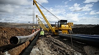 Kostinbrod yakınlarındaki Bulgaristan-Sırbistan doğalgaz boru hattı şantiyesi, 1 Şubat 2023 