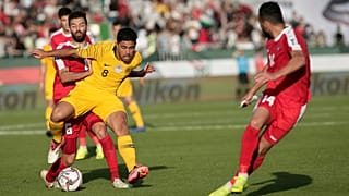 لاعب من المنتخب الفلسطيني لكرة القدم في أثناء مباراة أمام أستراليا ـ أرشيف 2019