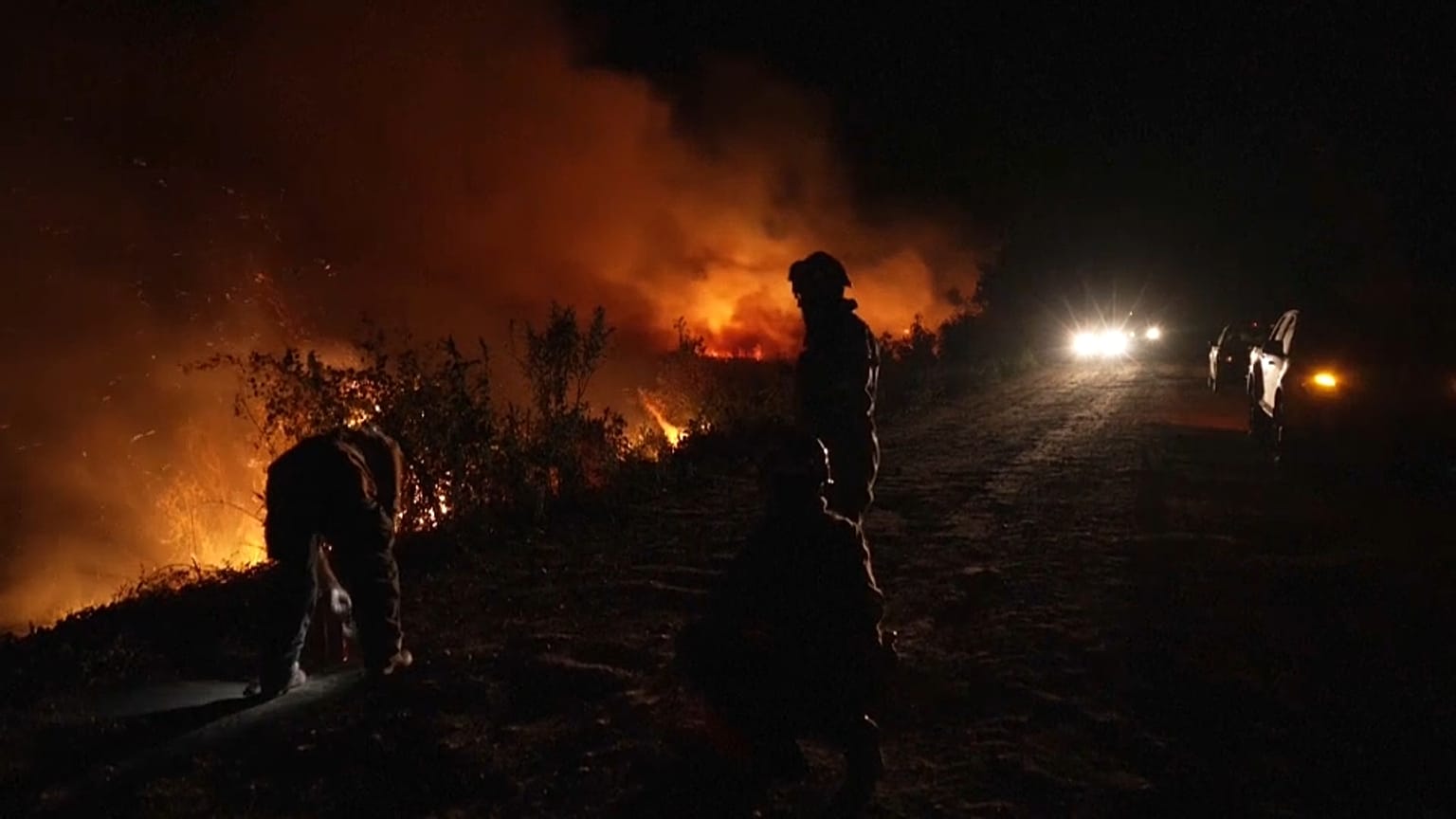 Vegetationsfeuer in den Feuchtgebieten Brasiliens, Poconé, Mato Grosso, Brasilien, 15. November 2023 