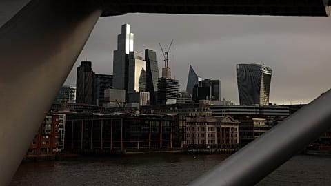 Skyline of the City of London, November 2023.