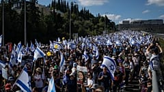 Az Izraelből elhurcolt túszok rokonainak tüntető menete 2023. november 18-án