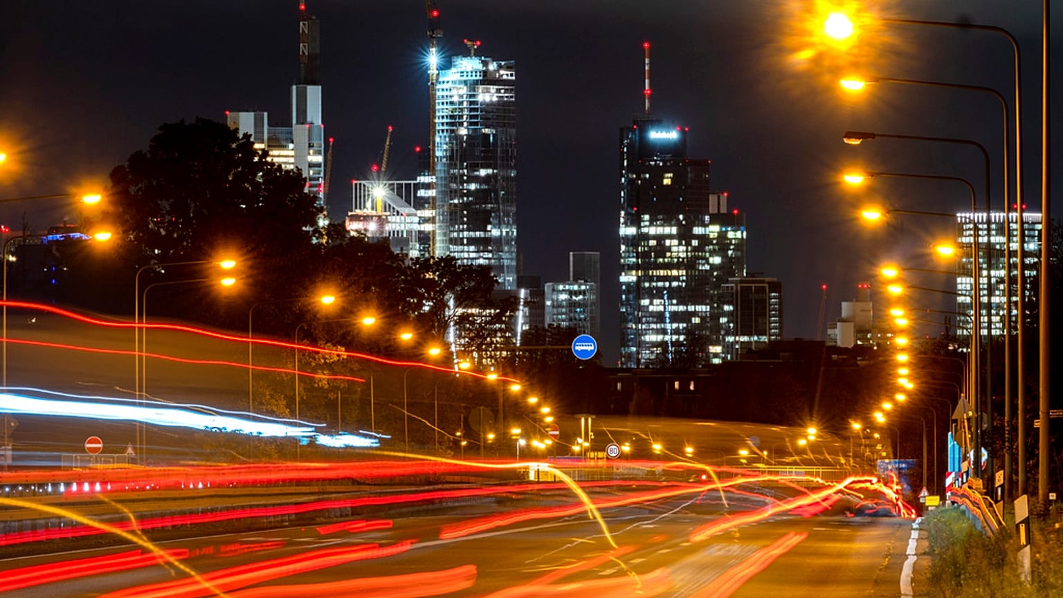 Traffic flows into the city centre of Frankfurt, Germany, early Tuesday, Nov. 7, 2023.