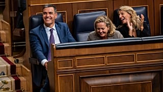From left to right: Pedro Sanchez, Economy Minister and first Deputy Prime Minister Nadia Calvino and Labor Minister and second Deputy Prime Minister, Yolanda Diaz