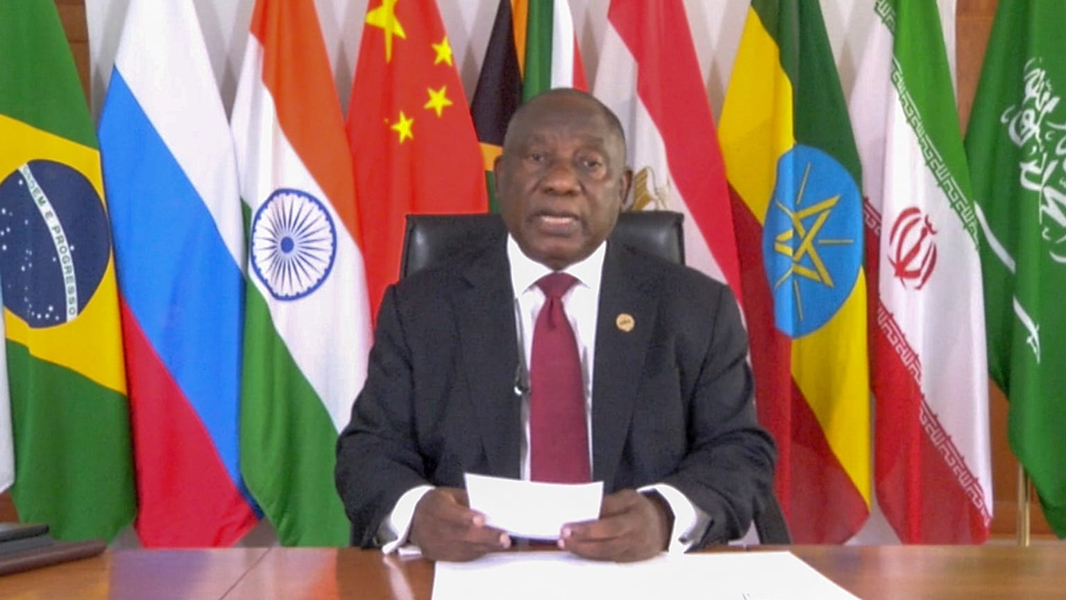 BRİCS zirvesinin ev sahibi Güney Afrika Cumhurbaşkanı Cyril Ramaphosa 
